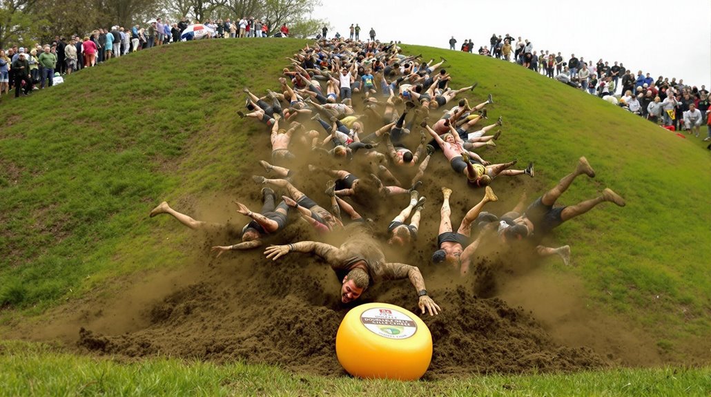 cheese rolling down hill