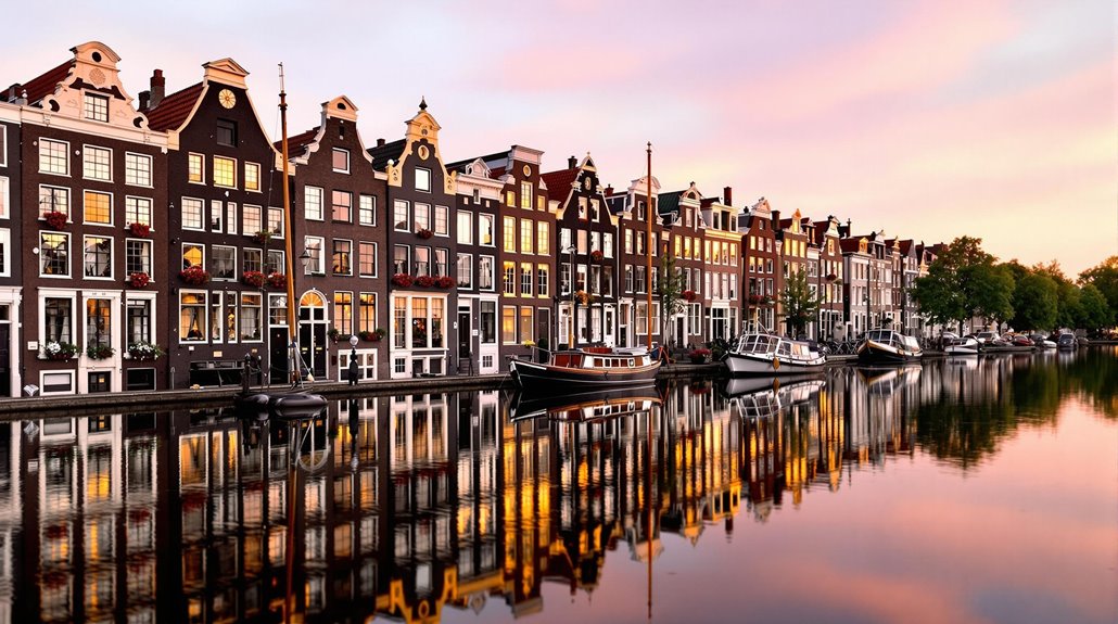 golden hour canal reflections