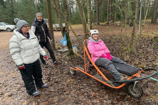 husky-dog-sled-bike-kart-ride-in-latvia-3h-group-tour-from-riga