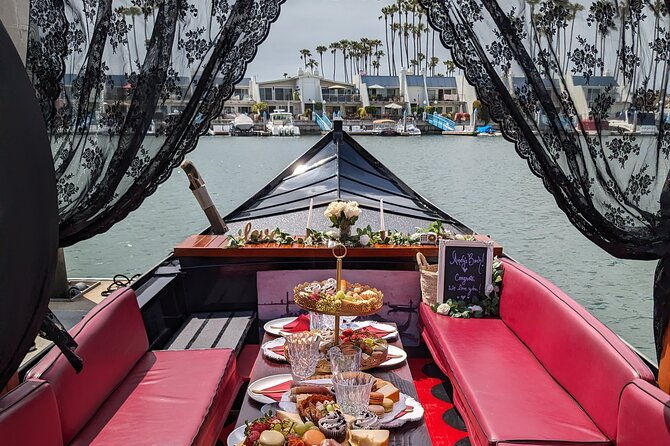 beautiful-luxury-picnic-on-a-docked-gondola-boat-in-coronado