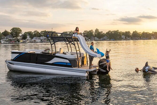 12-hour-double-decker-pontoon-with-slide-on-yellow-lake