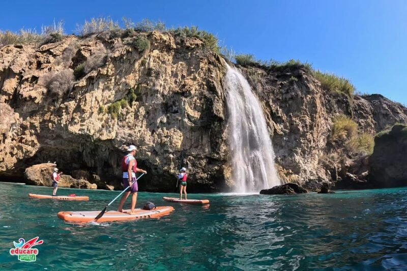 from-nerja-guided-paddle-surf-cliffs-and-maro-waterfall