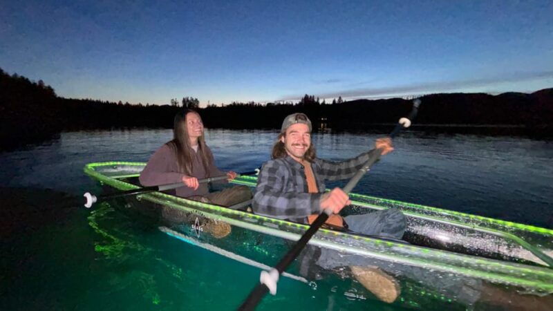 west-glacier-montana-illuminated-sunset-guided-kayak-tour
