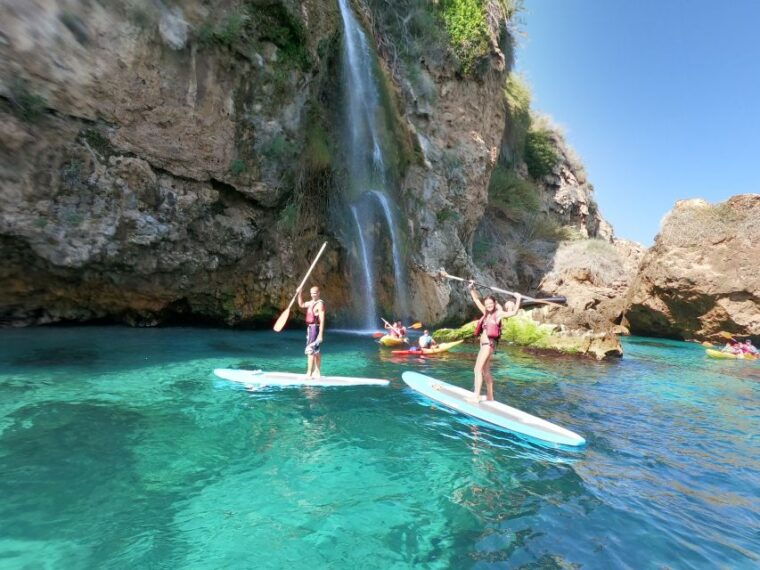from-nerja-guided-paddle-surf-cliffs-and-maro-waterfall