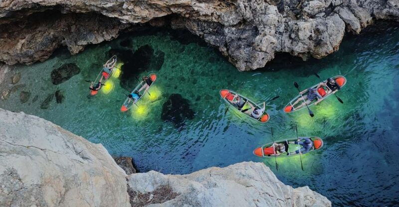 pula-blue-cave-after-sunset-night-tour-in-transparent-kayak