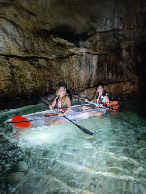 pula-blue-cave-after-sunset-night-tour-in-transparent-kayak