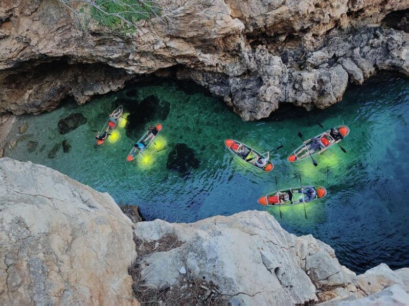 pula-blue-cave-after-sunset-night-tour-in-transparent-kayak