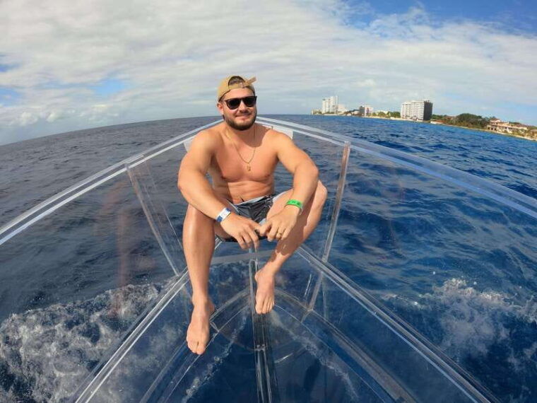cozumel-transparent-boat-tour-with-snorkeling-and-2-beers-clear-boat