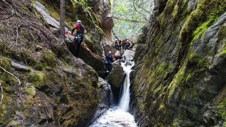 kelowna-canyoning-adventure-with-waterslide-and-rappelling