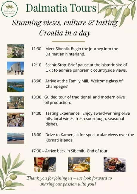 ibenik: Croatia in a Day, Vistas, History, Olive Oil, Wine - Practical Details and What Sets This Tour Apart
