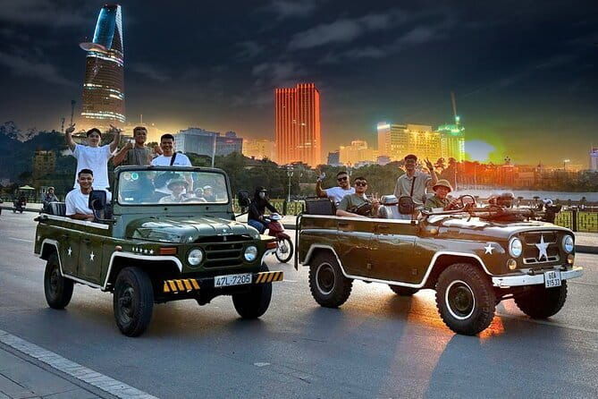 Jeep Tour Saigon By Night : FRESH SEAFOOD, STREET FOOD & SKY BAR - An Exciting Night in Saigon: Jeep Tour with Street Food, Seafood & Sky Bar