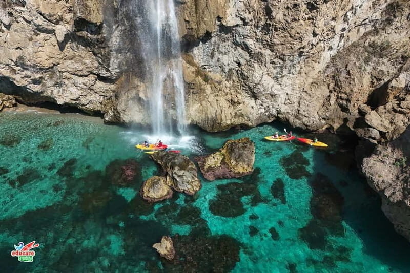 Nerja: Self-Guided Kayak Tour. Maro Waterfall. Support boat for the route. - The Experience on the Water