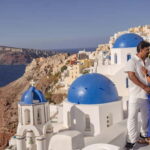 Oia: Couple Photoshoot Seprate Entrance to Blue Dome - Key Points