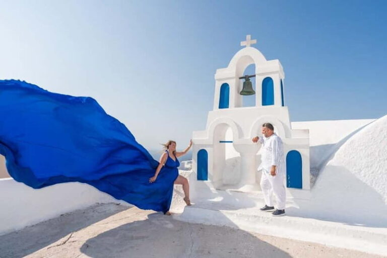 Private Flying Dress Photoshoot Santorini With Pickup - Why This Experience Stands Out