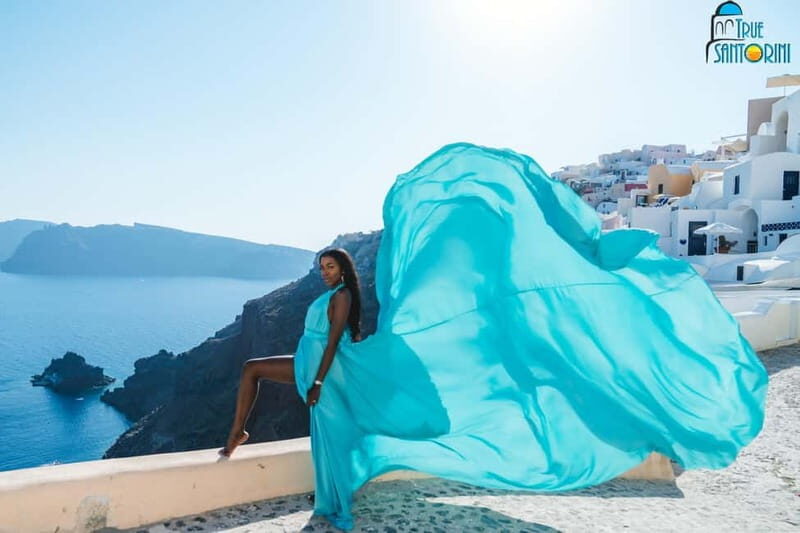 Santorini: Flying Dress Photoshoot with Edited Photos