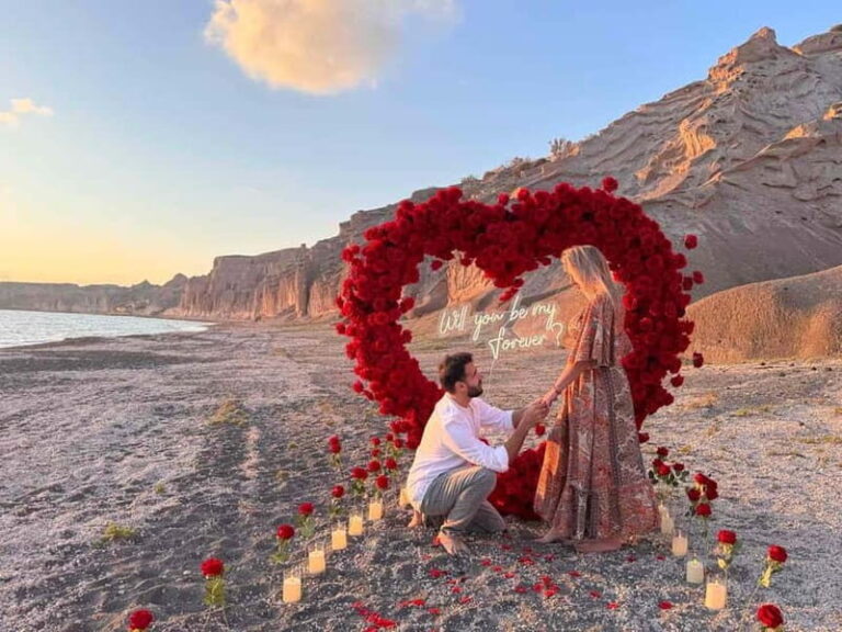 Santorini: Vlychada Beach Wedding Proposal with Heart Arch - The Details That Matter