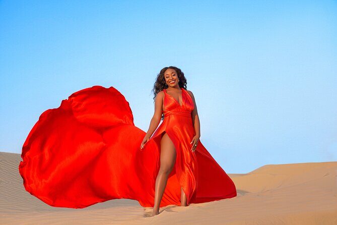 Dubai Flying Dress Photo and Video shoot in Desert - What to Expect on Your Desert Flying Dress Photoshoot