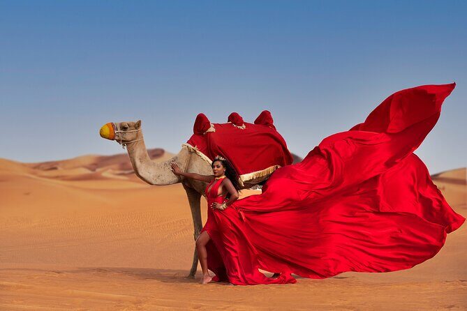 Flying dress photoshoot activity in Dubai - The Desert Backdrop and Other Locations