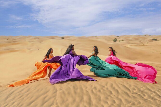 Flying Dress Photoshoot Dubai Solo, Couple and Group 3Hours - Itinerary Breakdown
