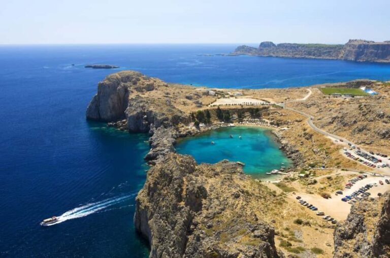 Lindos evening from Kalithea, Faliraki, Afandou, or Kolymbia - Free time to explore Lindos