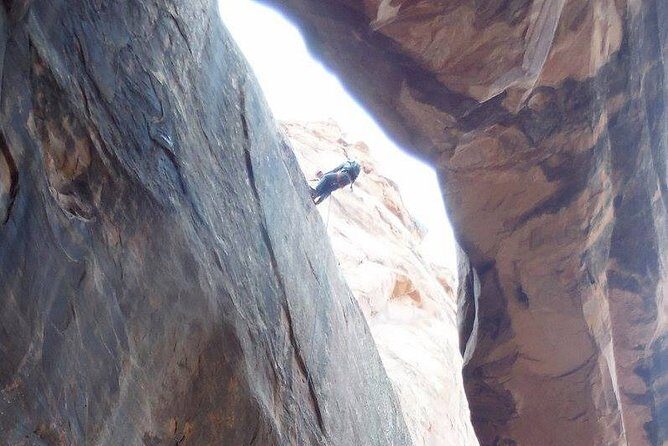 Moab Rappeling Adventure: Medieval Chamber Slot Canyon - The Showstopper: The 120-Foot Free-Hanging Rappel