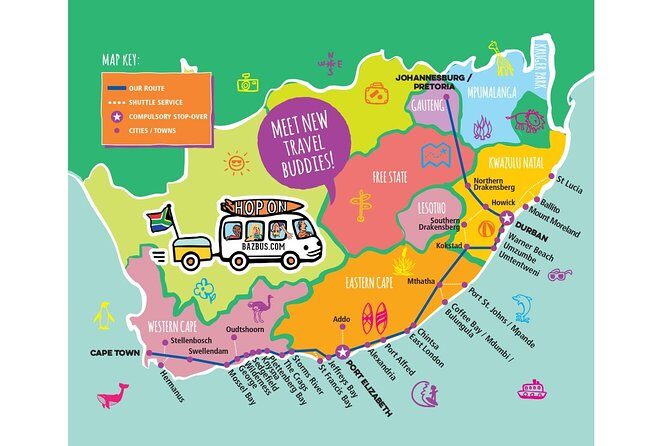 One-Way Hop-on Hop-off Bus from Port Elizabeth to Cape Town - In-Depth Look at the Itinerary and Stops