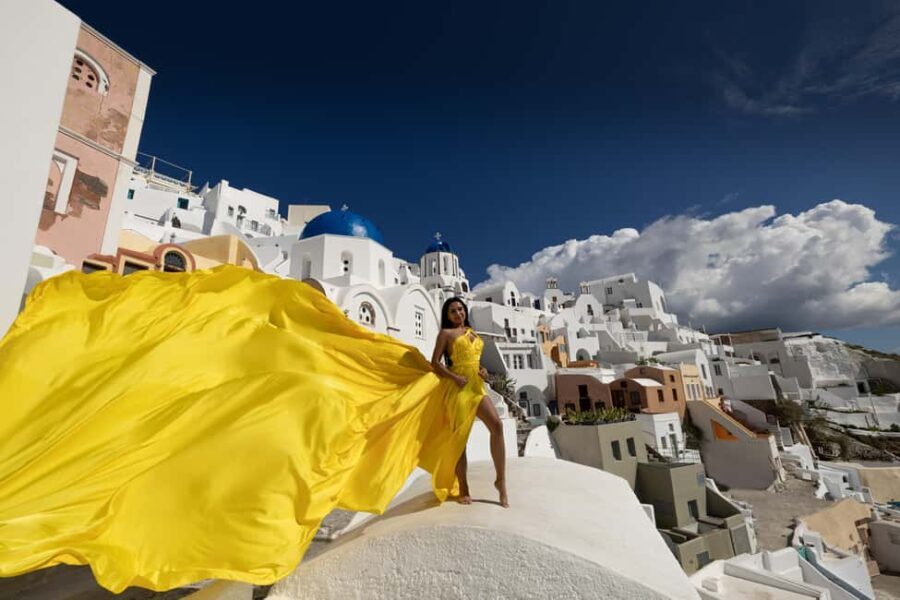 Santorini: Private Flying Dress Photoshoot at Blue Domes - The Itinerary and Location Highlights
