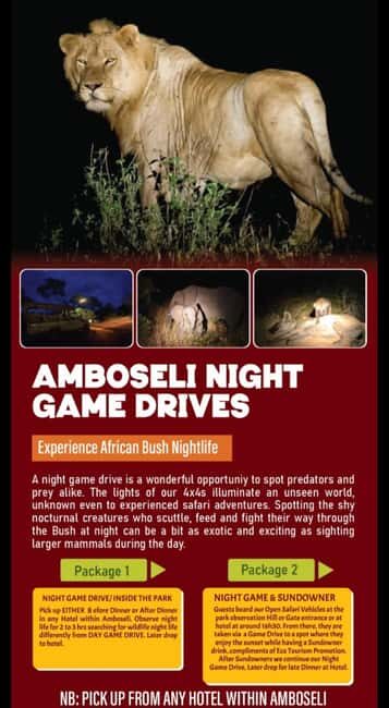 Amboseli: Night Game Drive with Sundowner Experience. AW - Exploring the Itinerary: What You Can Expect