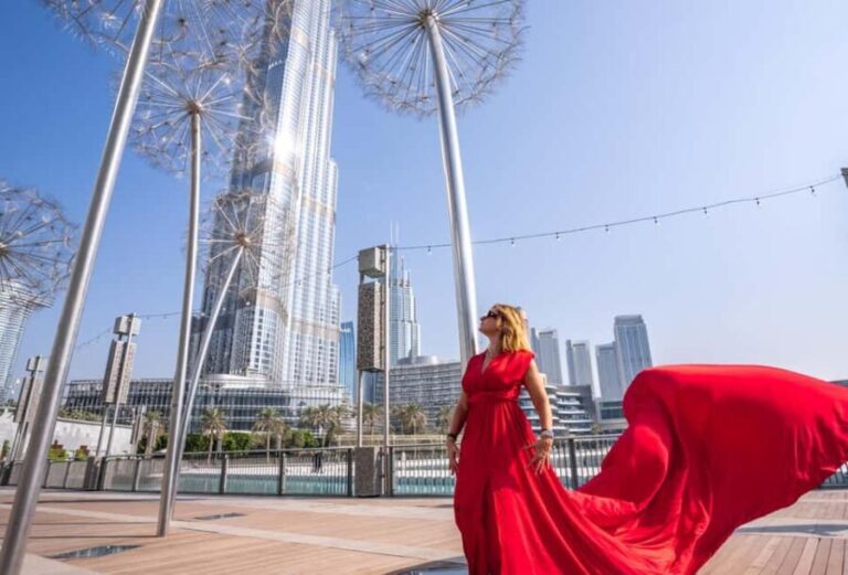 Dubai Flying Dress Photoshooting With Red Dress - The Experience: What You Can Expect