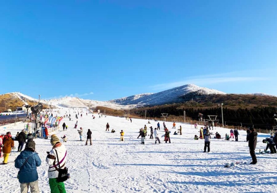 Fukuoka: Kuju Forest Park Skiing Grounds Day Tour opt Lesson - Arrival and Equipment Rental