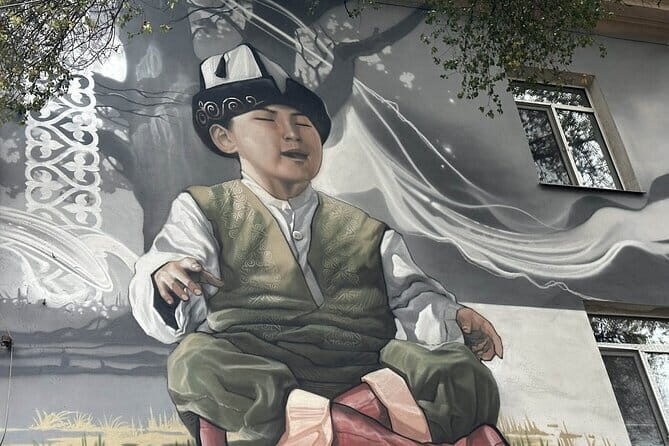 Bishkek Street Murals , Mosaics Arts and Kyrgyz Nomadic History - The Murals and Kurmanzhan Datka Statue