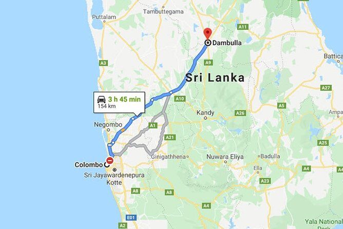 Colombo City to Dambulla City Private Transfer - What’s Included and What’s Not