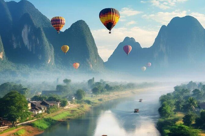 Vang vieng Shared Tour:Longtail boat,Hot Air Balloon,pick-up - The Morning Hot Air Balloon: Soaring Over Vang Vieng