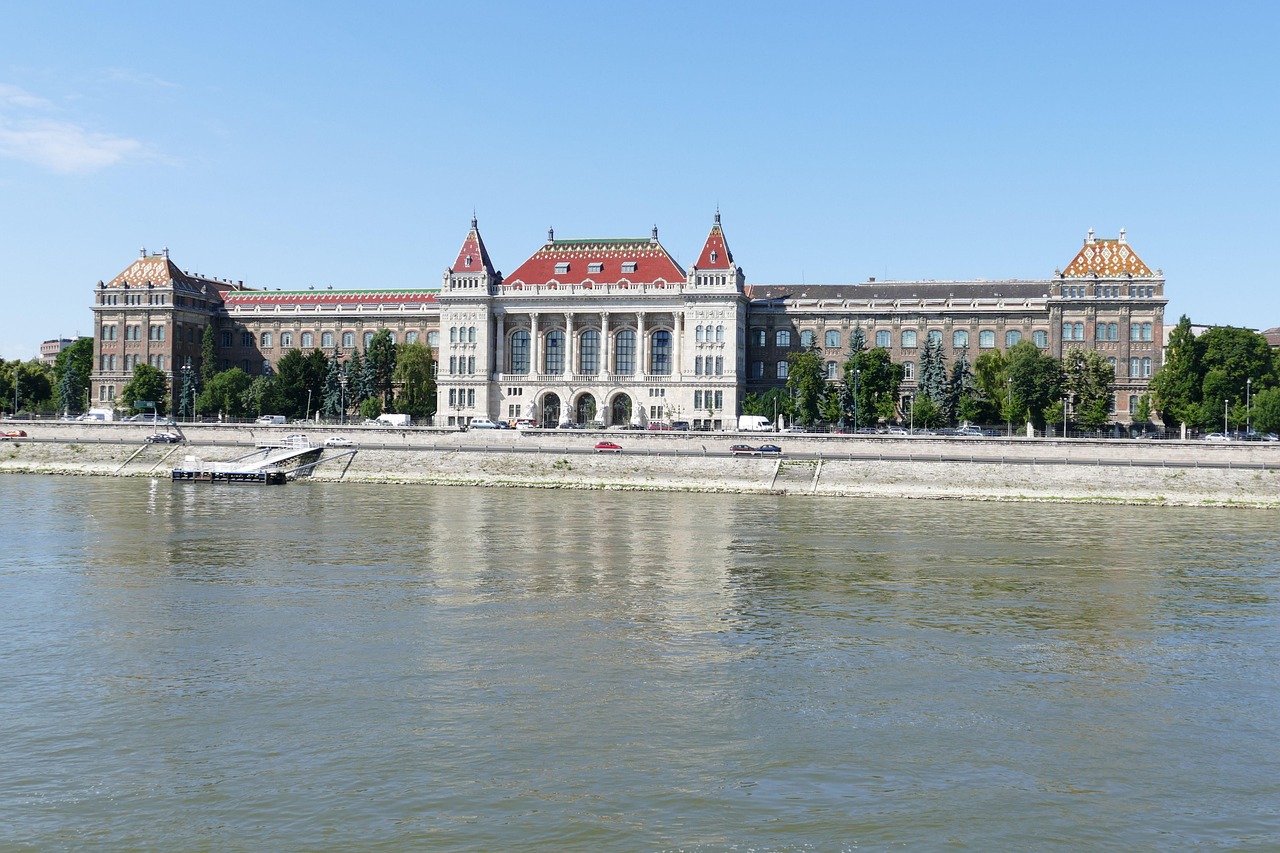 Hungarian Parliament Building illuminated as seen from a Danube River cruise in Budapest