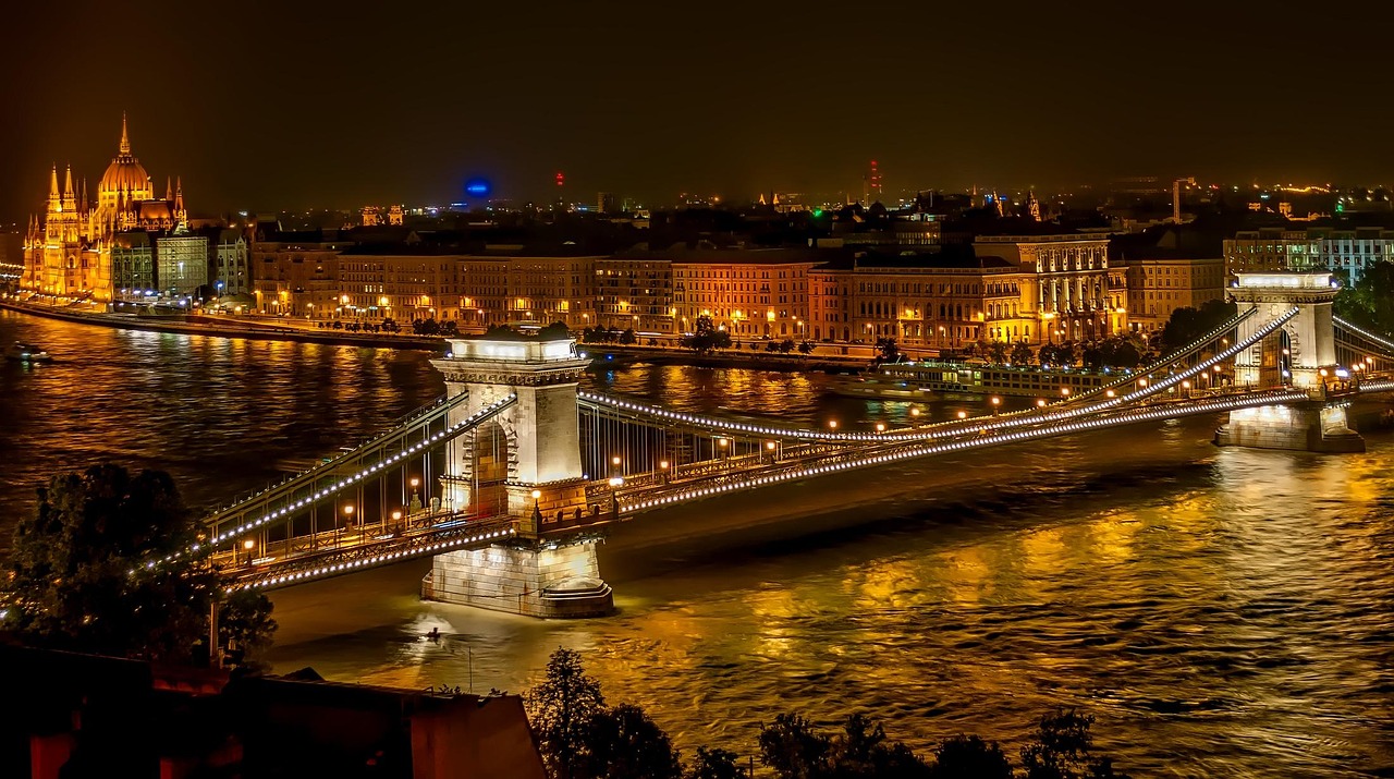 The iconic Chain Bridge spanning the Danube River connecting Buda and Pest in Budapest