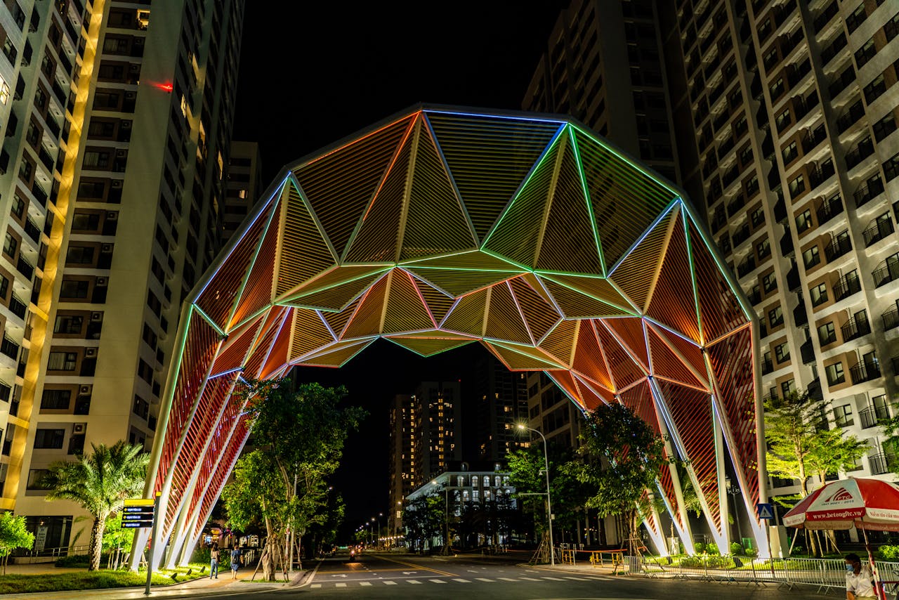Evening panoramic view of Budapest from the Danube River with illuminated buildings