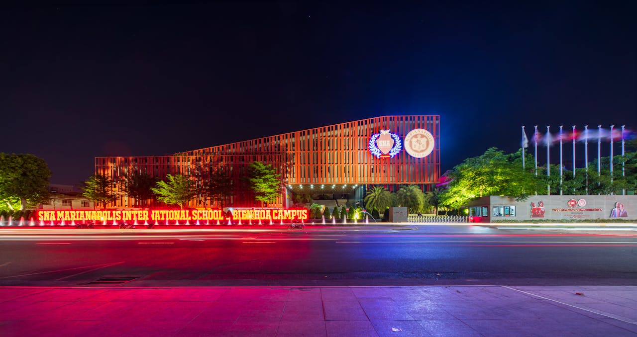 Night scene along the Danube River in Budapest with illuminated Parliament