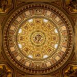 The grand exterior facade of St Stephens Basilica in Budapest with neoclassical architecture