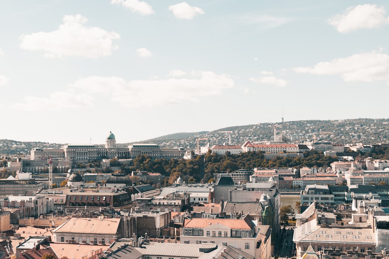 Budapest cityscape showing historic landmarks and architecture in clear daylight