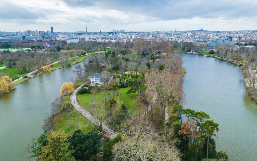 Aerial view of Parisian park