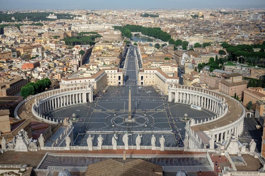 Aerial view St Peters Square Vatican