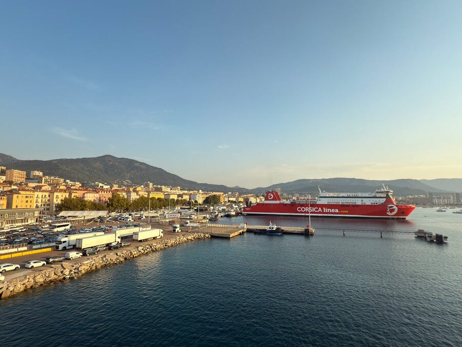Ajaccio harbour and Corsican coast
