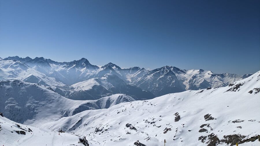 Alps mountain panorama with snow-covered peaks