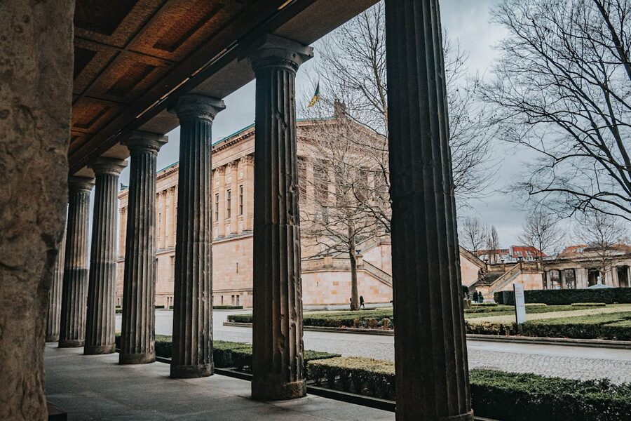 Alte Nationalgalerie colonnade on Museum Island Berlin