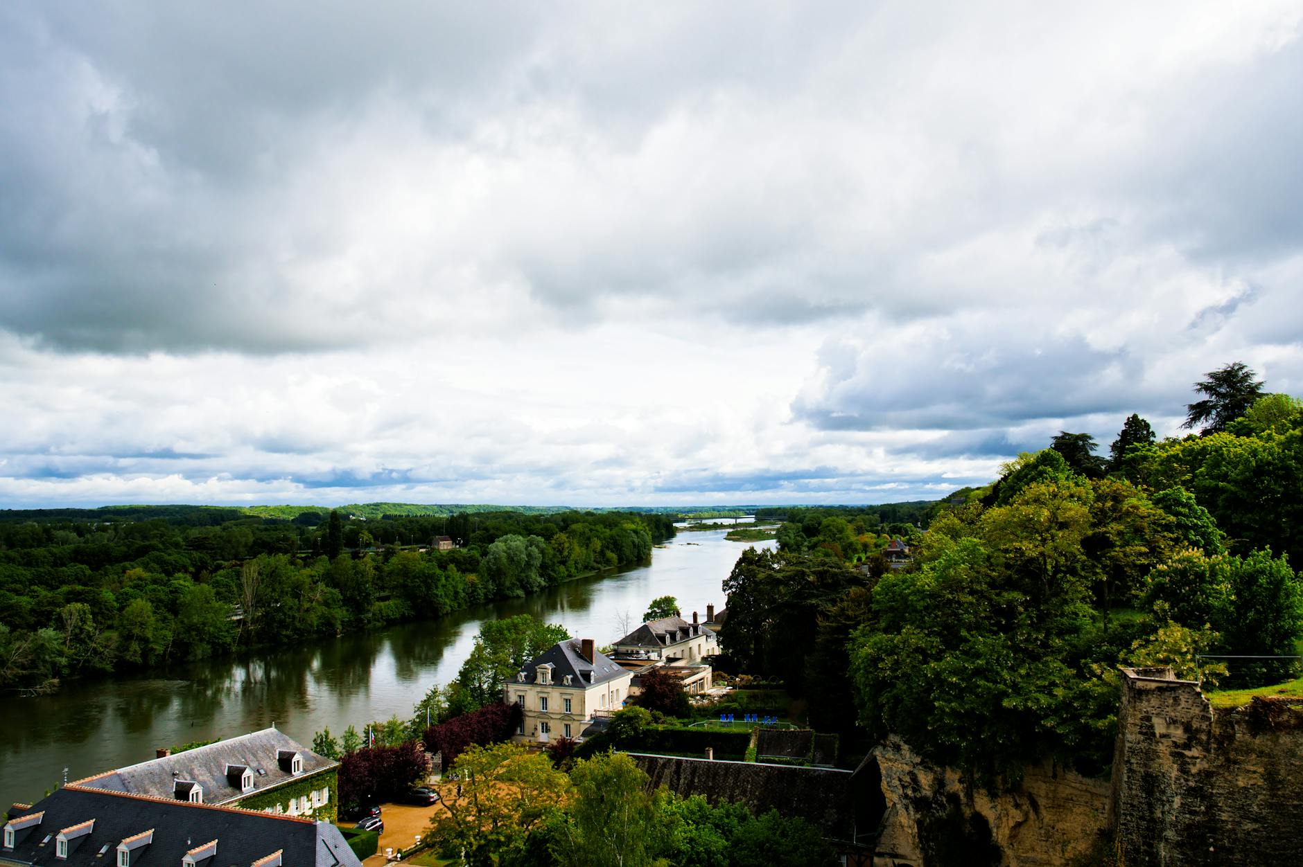 Amboise town and Loire River landscape in central France