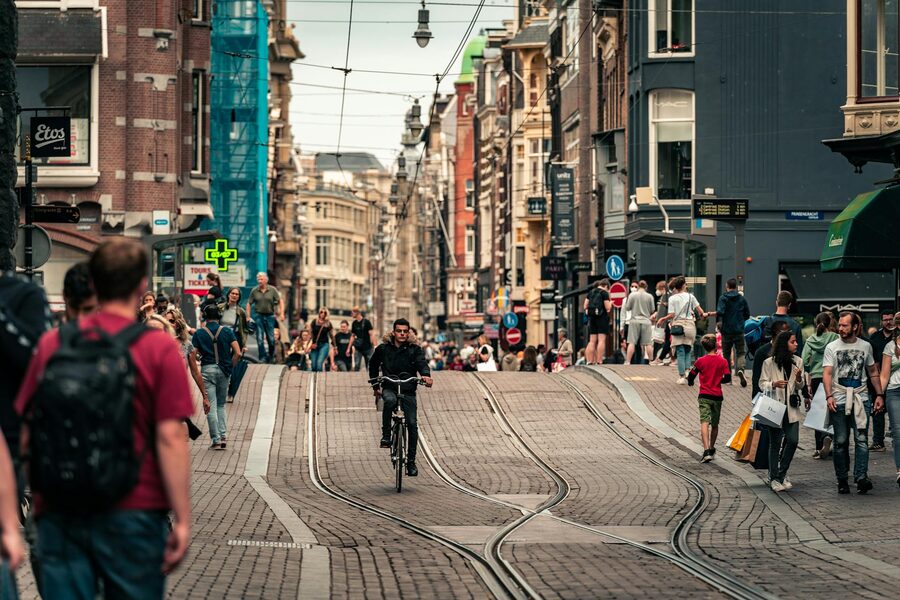 Cyclists on a city street