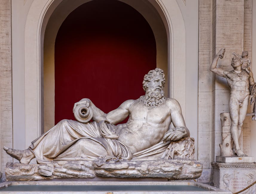 Ancient Roman marble statues in classical style