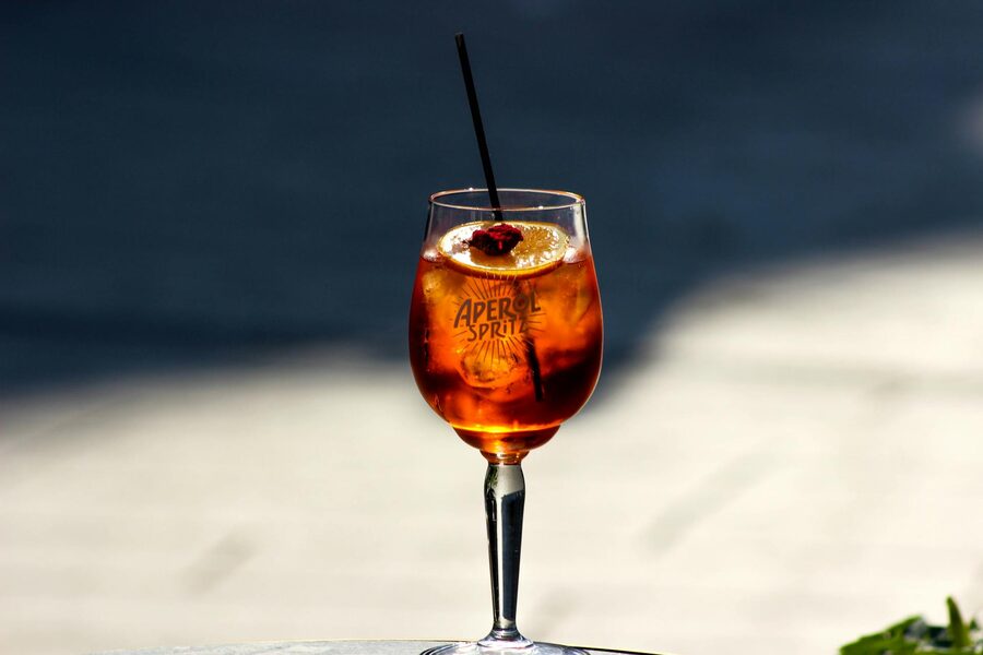 Chilled Aperol Spritz cocktail outdoors