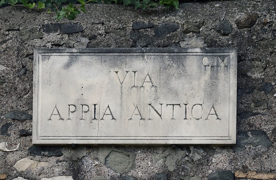 Appia Antica Roman stone plate inscription