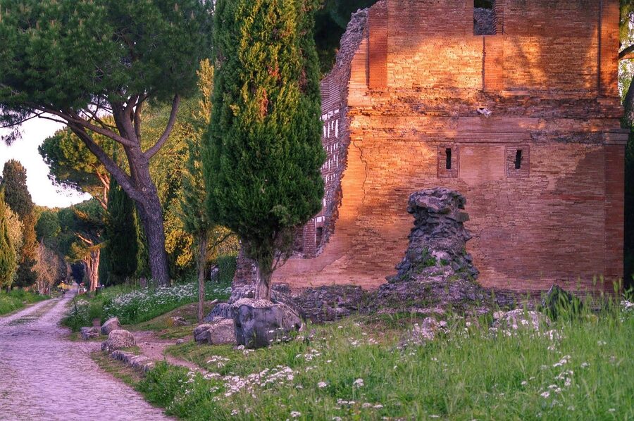 Ancient Appian Way road in Rome